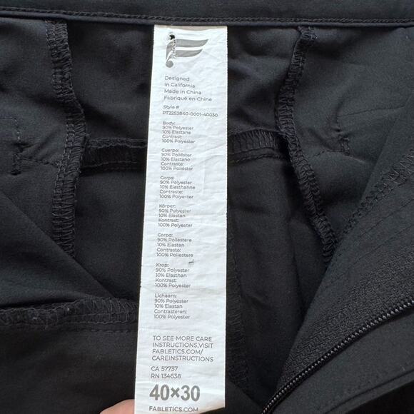 Fabletics Pants Mens 40X30 Black Jogger Pants Straight Leg Zip Pockets Athletic - Picture 15 of 16